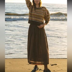 World of Crow pull on antique brown skirt